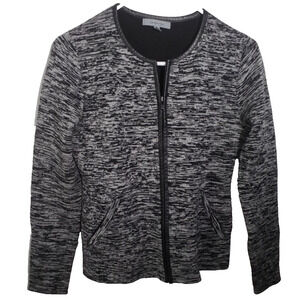 Classiques Entier Wool Blend Jacket Small Gray Zip Front Pockets Long Sleeve